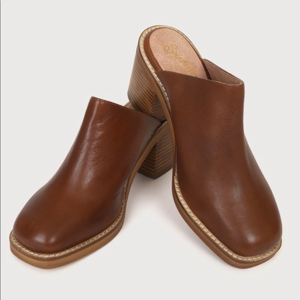 Tan Leather Mules
